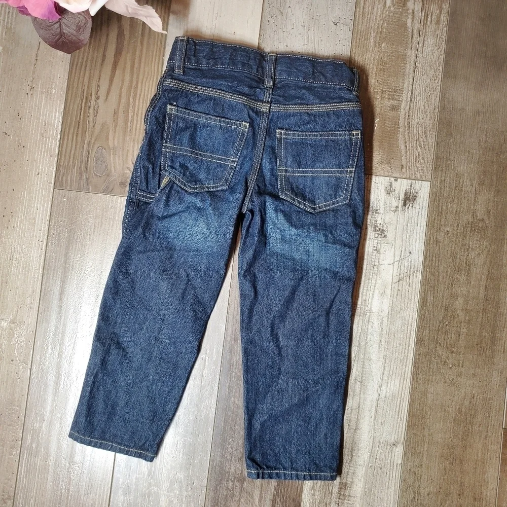 B'gosh Blue Jeans Workwear Straight Dark Wash Blue Size 3T 100% Cotton NWOT